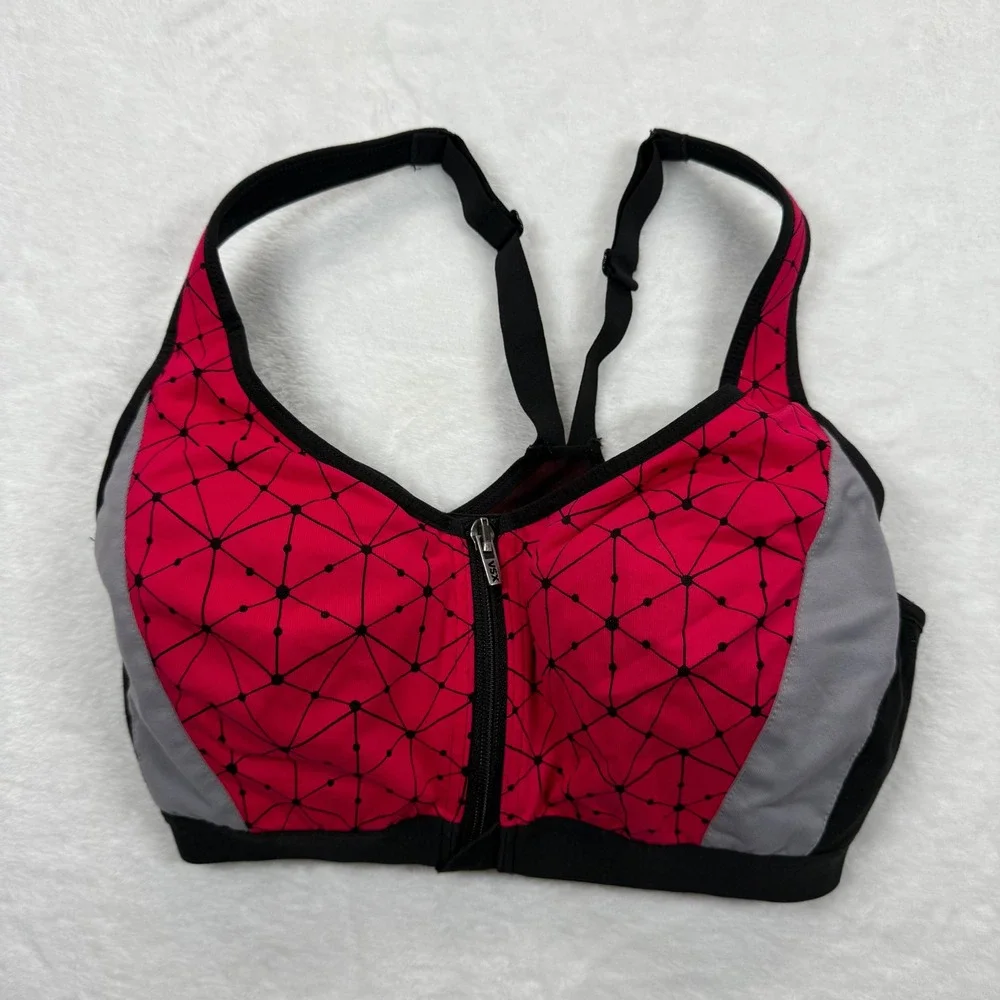 Victoria's Secret VSX Sport Bra Front Zip Padded Geo Print Activewear‎ 34D